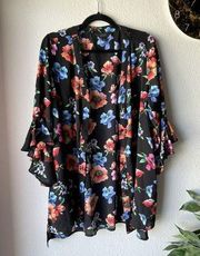 Slim Factor by Investments Multicolor Floral Blouse/Tunic Button Sz L