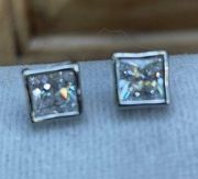 Swarovski Princess Cut Square Stud NWOT Earrings