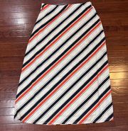 Jules & Leopold Orange Black Gray And White Striped Maxi Skirt Size Large