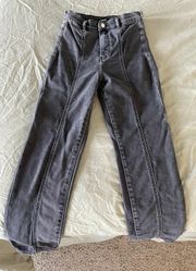 Washed Black Front Seam Jeans