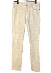 Marc by Marc Jacob Bright White Dot Lou Skinny Ankle Denim Jeans Women Sz 27