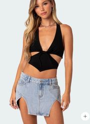 CADY TIE FRONT CUT OUT TOP -