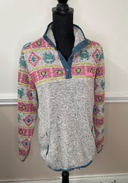 Quarter Button Up Beachy Print Jacket Size Large