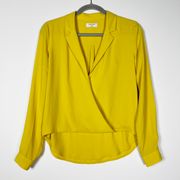 Babaton Aritzia Brett Chiffon Collared Draped Front Long Sleeve Blouse Shirt XS