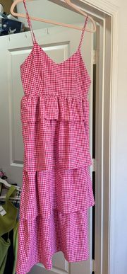 Pink Gingham Maxi Dress