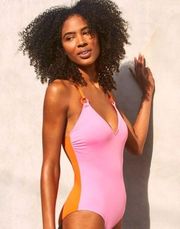 New! Kate Spade Plunging V-Neck Color Block Swimsuit