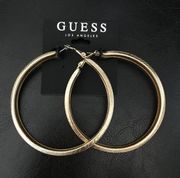 New Guess Gold Florentined Hoops 3"