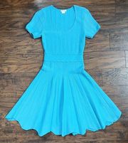 Shoshanna • Jonetta Knit Dress fit & flare turquoise scallop hem scoop neck