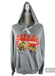 Nickelodeon Rugrats Gray Pull Over Hooded Sweatshirt Juniors Size XL