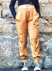 Young, Fabulous & Broke gold satin jogger pants size XS