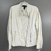 Lane Bryant   NWT White Faux Leather Moto Jacket Size 18/20 Zip pockets sleeves