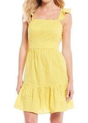 Chelsea & Violet Linen Dress Ruffle Open Back Celery Yellow Size Small Sz S New