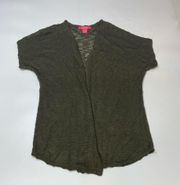 Catherine Milandrino Olive green open front short sleeve cardigan