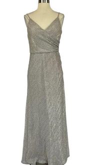 Nightway Women's Formal Dress Size 6 Silver Sleeveless Long A-Line Evening Gown