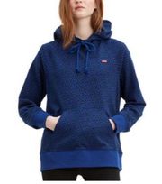 Levi's Womens Animal Leopard-Print Logo Relaxed Fit Pullover Hoodie Size Medium