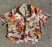 Victoria’s Secret Floral Sleep Button Up Short Sleeve Collared Blouse