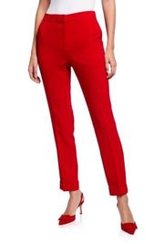 Donna Karan Pants Red Falling Leaves Straight Leg, Size 12 New w/Tag