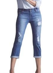 Liverpool Women's The Crop Boyfriend Mid Rise Distressed Jeans Size 6/28
