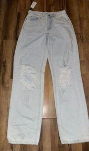 WeWoreWhat Women's Mid Rise Straight Leg Distressed Light Jeans Size 26 NWT E24