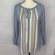 Dylan Chambray Striped Peasant Blouse (NWT)