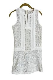 GB Gianni Bini Lace Eyelet Sheer Panel Shift Dress XS White