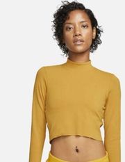 Nike  Women's Yoga Dri-fit Luxe Long Sleeve Crop Top Mustard Yellow