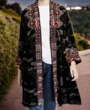 Johnny Was Embroidered Ravi silk blend Velvet Jacket/Kimono NWT (oversized)