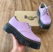 DR MARTENS 1461 Quad Purple Leather Platform Shoes Sneakers New 