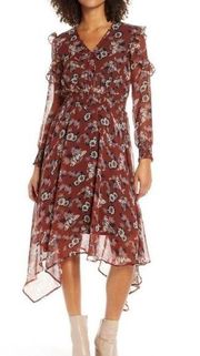 Sam Edelman NWT ruffled rust floral dress size 8