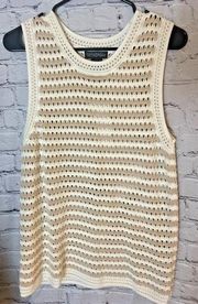 DESIGN 365 Crochet Sweater Vest Cream & Beige Womens M NWT