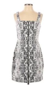 Bar III Womens Black & White Snakeskin Animal Print Front Zipper Dress Size 2