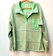 NWT fantastic fawn mint seafoam green collared oversized shirt preppy small