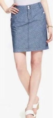 Tommy Hilfiger Chambray Polka Dot Blue White Cotton Mini Skirt High Rise 8