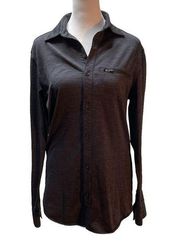 Heathered Black/Gray Button Front Collared Long Sleeve Shirt/Jacket XS