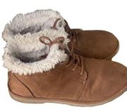 Makalu Kora Women’s Shoes Brown 8 1/2M Suede Faux Fur Lines Lace Up Winter Boots