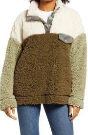 THREAD & SUPPLY Elm Color block Fleece with Long Sleeve in Jasmine Camo NWT Lg