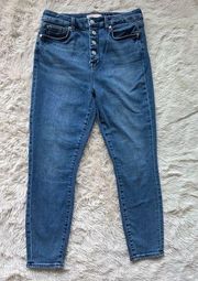 7 For All Mankind Blue b(Air) Denim the High Waist Skinny Jeans Button Fly sz 31