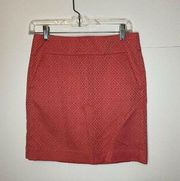 Ann Taylor Petite Sz 00P Textured Pencil Skirt Pink Geometric Pattern