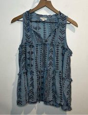 Women’s | Blu Pepper Blue Aztec Sleeveless Blouse | Large