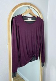 Bailey 44 purple long sleeve knotted front tee shirt