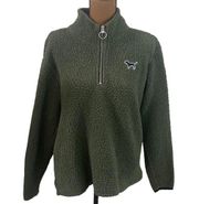 PINK - Victoria's Secret  fleece quarter zip soft shell pullover jacket in olive M