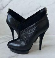 SAINT LAURENT Black Leather Ankle Booties Boots Size 38/8