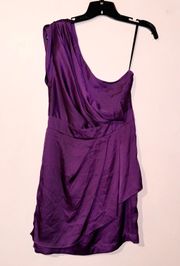 Purple One Shoulder Satin Mini Dress Size 10 NWT!