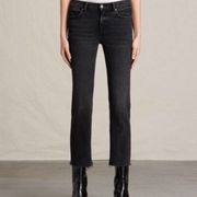 All Saints Black Straight Leg Cropped Jeans - Size 27