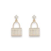 White Pearl Handbag Dangle Drop Earrings for Women