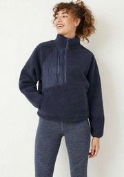 Joy Lab Navy Blue 1/2 Zip Sherpa Pullover with Pockets Large