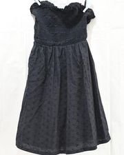 Urban Outfitters Dress Strapless Eyelet Size S Black
