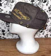 New Ed Hardy by Christian Audigier Y2K Army Cadet Style Hat Dark Grey