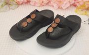 Fitflop Petra™ Toe Post Sandal In Black with decorative stones Size 9