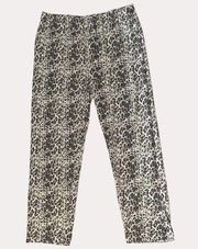 Isaac Mizrahi Pajama Lounge Pants Animal Print Ribbed Knit M